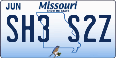 MO license plate SH3S2Z