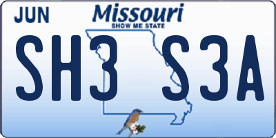 MO license plate SH3S3A