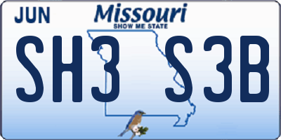 MO license plate SH3S3B