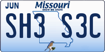 MO license plate SH3S3C