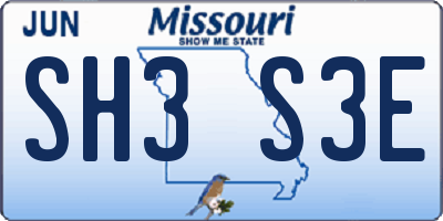 MO license plate SH3S3E