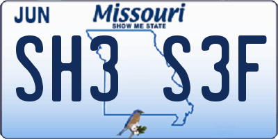 MO license plate SH3S3F