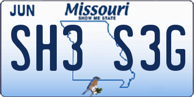 MO license plate SH3S3G