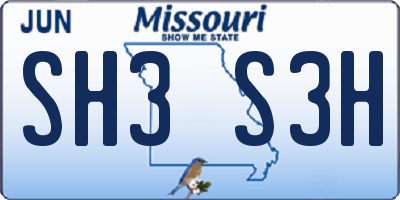 MO license plate SH3S3H