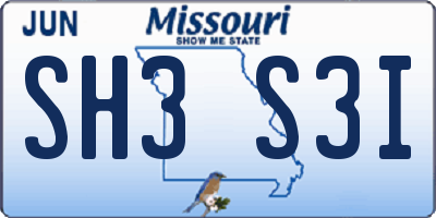 MO license plate SH3S3I