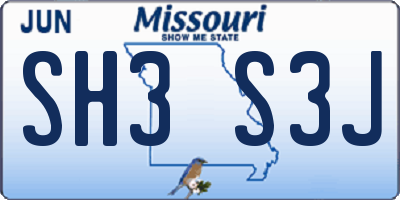MO license plate SH3S3J