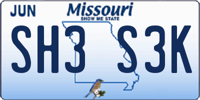 MO license plate SH3S3K