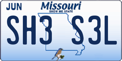 MO license plate SH3S3L