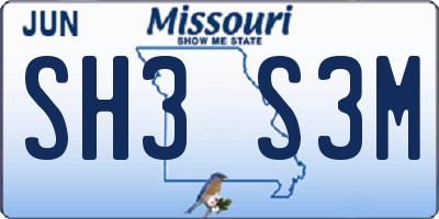 MO license plate SH3S3M