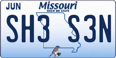 MO license plate SH3S3N