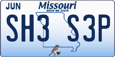 MO license plate SH3S3P