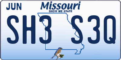 MO license plate SH3S3Q