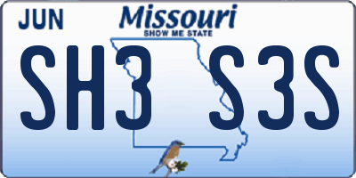 MO license plate SH3S3S