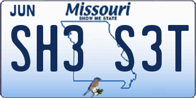 MO license plate SH3S3T