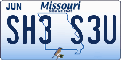 MO license plate SH3S3U