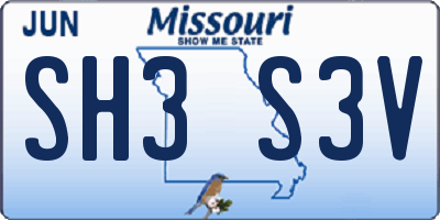 MO license plate SH3S3V