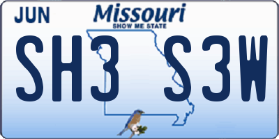 MO license plate SH3S3W