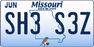 MO license plate SH3S3Z