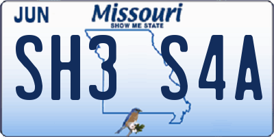 MO license plate SH3S4A