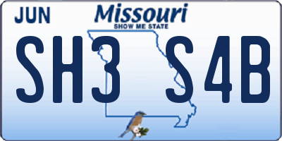 MO license plate SH3S4B