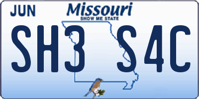 MO license plate SH3S4C