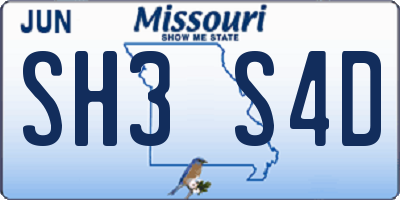 MO license plate SH3S4D