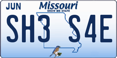 MO license plate SH3S4E
