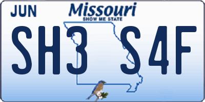 MO license plate SH3S4F