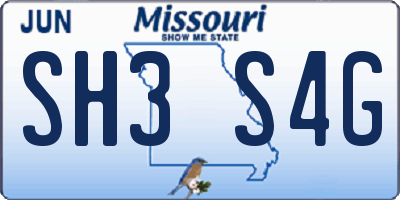 MO license plate SH3S4G