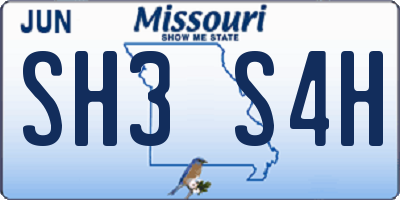 MO license plate SH3S4H