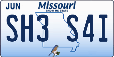 MO license plate SH3S4I