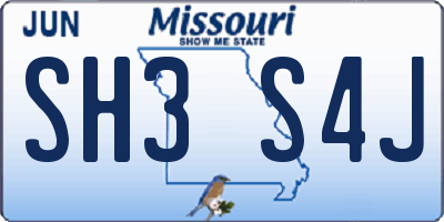 MO license plate SH3S4J