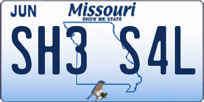 MO license plate SH3S4L