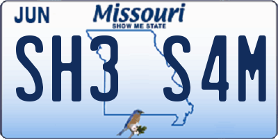 MO license plate SH3S4M