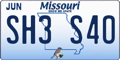 MO license plate SH3S4O