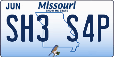 MO license plate SH3S4P