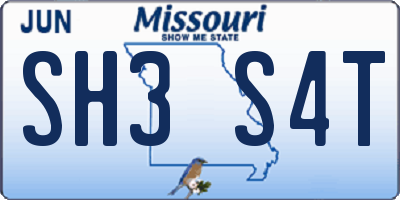 MO license plate SH3S4T