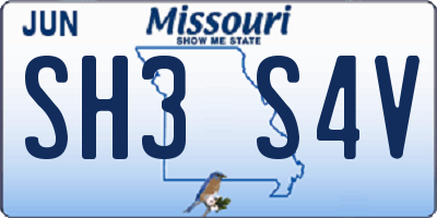 MO license plate SH3S4V