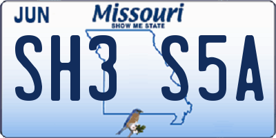 MO license plate SH3S5A