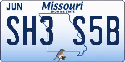 MO license plate SH3S5B