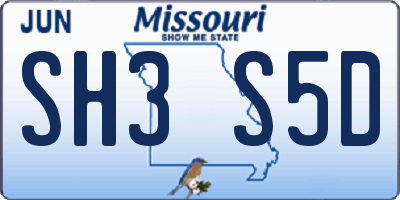 MO license plate SH3S5D