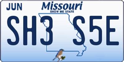 MO license plate SH3S5E