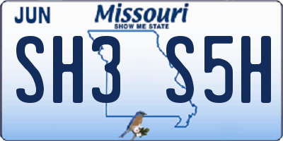 MO license plate SH3S5H
