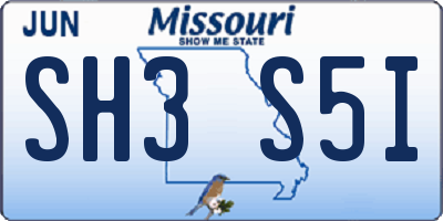 MO license plate SH3S5I