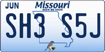 MO license plate SH3S5J