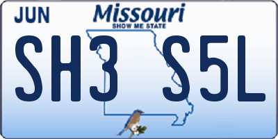 MO license plate SH3S5L