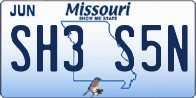 MO license plate SH3S5N