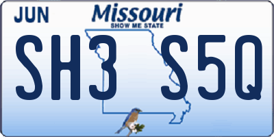 MO license plate SH3S5Q