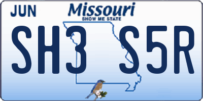 MO license plate SH3S5R