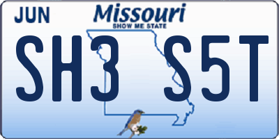 MO license plate SH3S5T